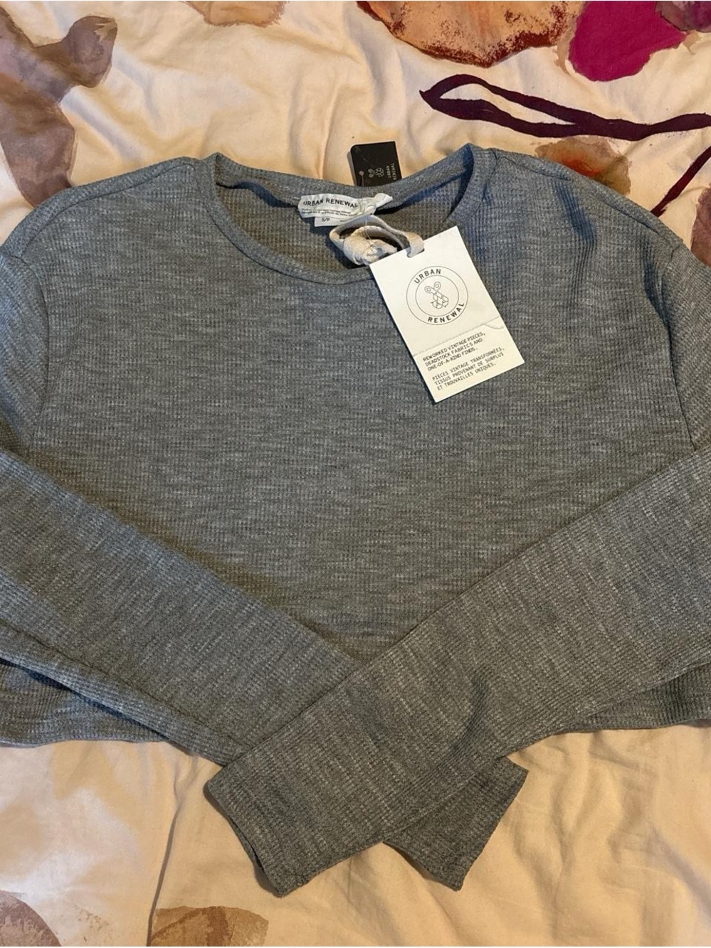 Urban Renewal Grey Cropped Long Sleeve Top